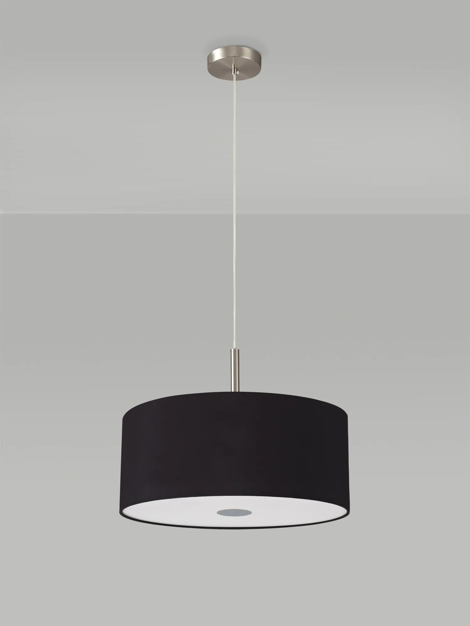 Baymont 40cm 3 Light Pendant Satin Nickel, Midnight Black/Green Olive, Frosted Diffuser DK0437  Deco Baymont SN BL/GR